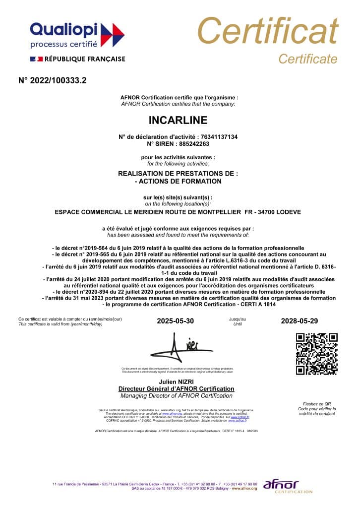 Notre Certificat Qualiopi